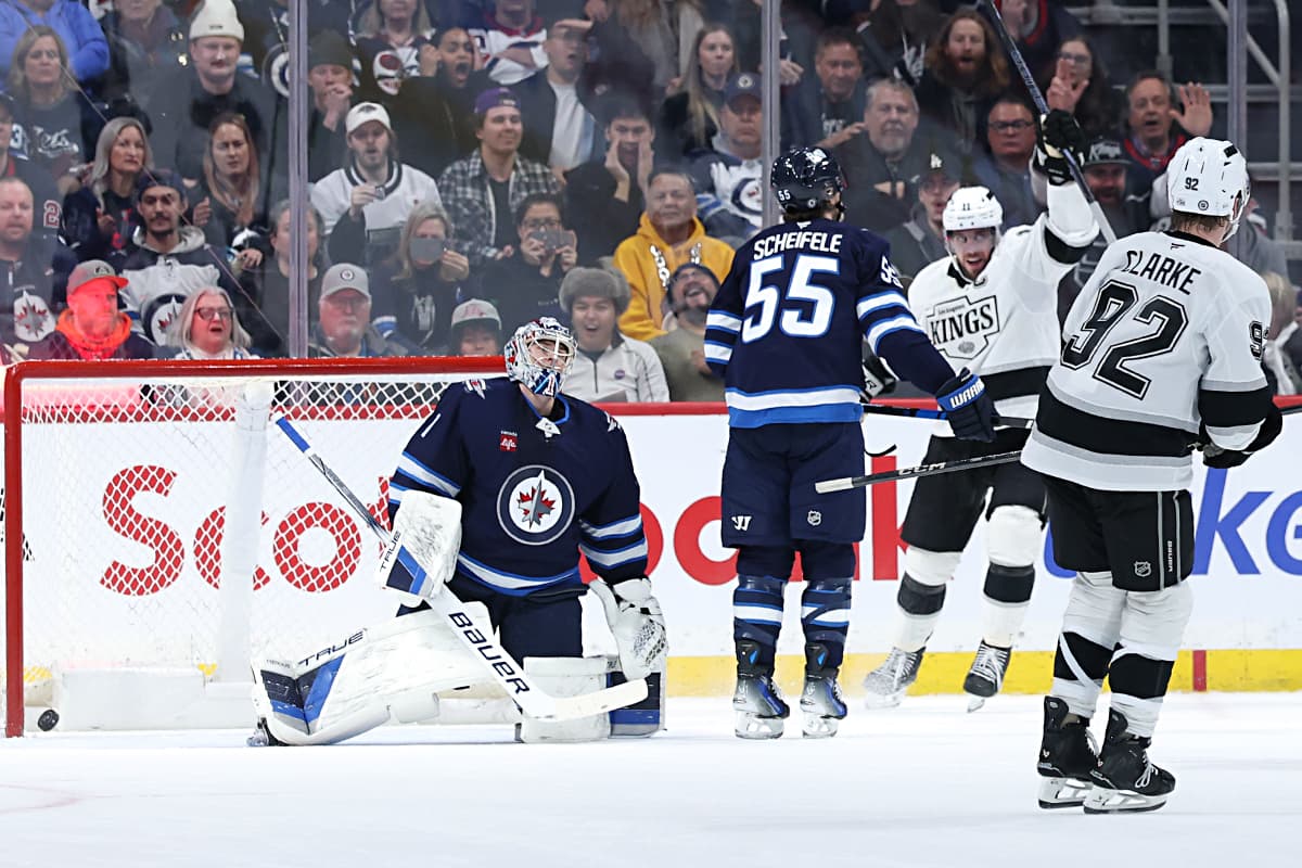 On Connor Hellebuyck Night, the Jets Fall 2-1 to Los Angeles in Overtime