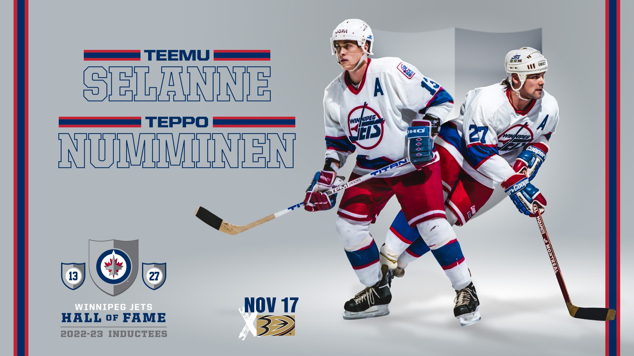 Teemu Selanne and Teppo Numminen to Join Winnipeg Jets Hall of Fame
